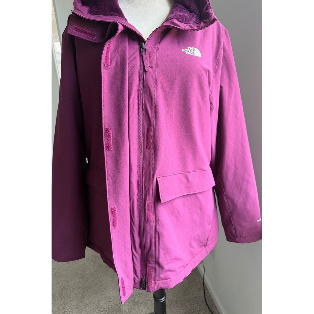 The North Face Shelbe Raschel Purple Fleece Lined Hood Jacket Coat XXL - Picture 6 of 12